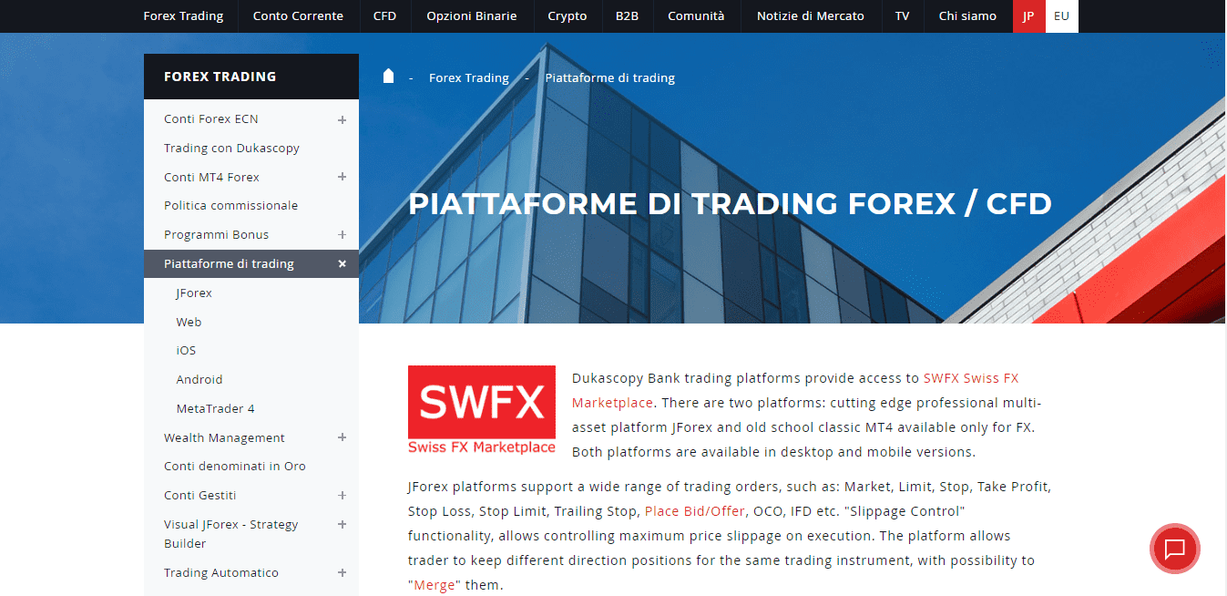 Recensione di Dukascopy - Piattaforme di trading